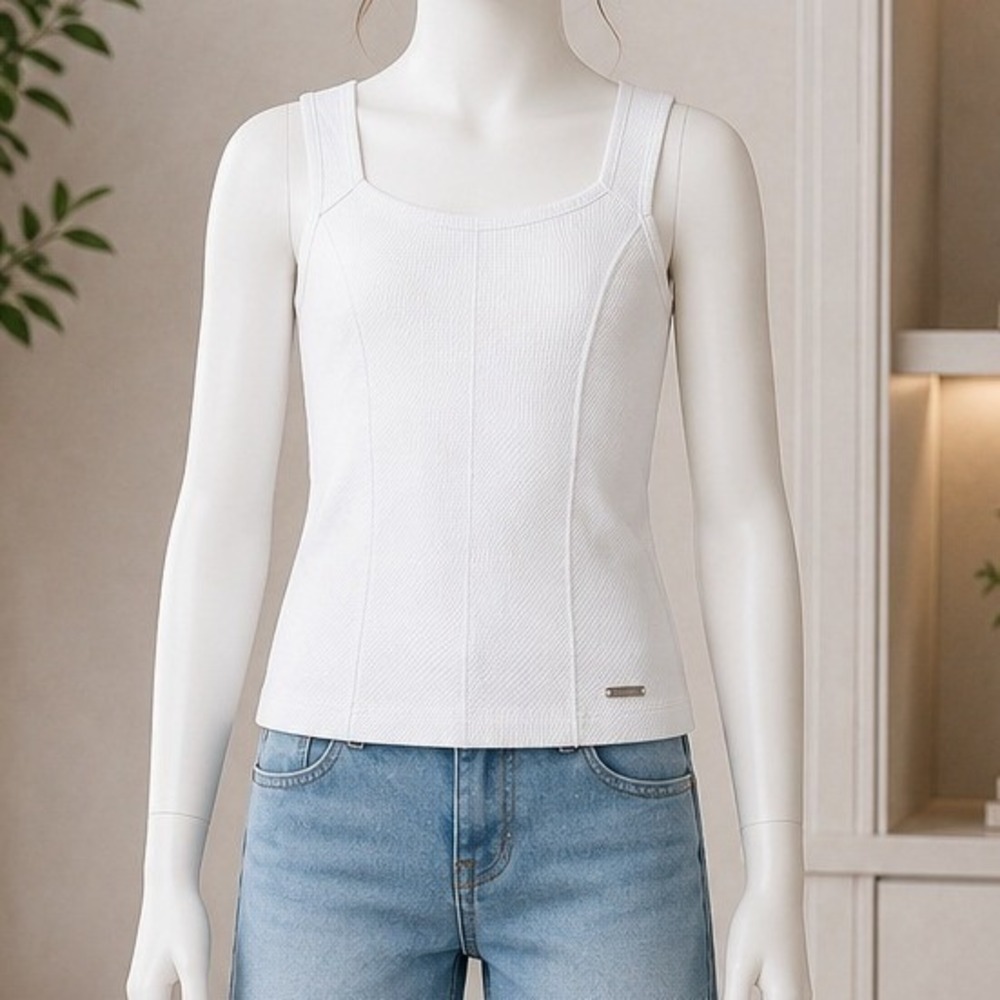 Justice Girls Tank Top Ribbed Base Layer White Size M 10